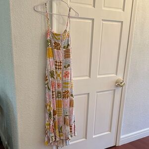Women’s Pink & Yellow Floral Patchwork Midi Dress